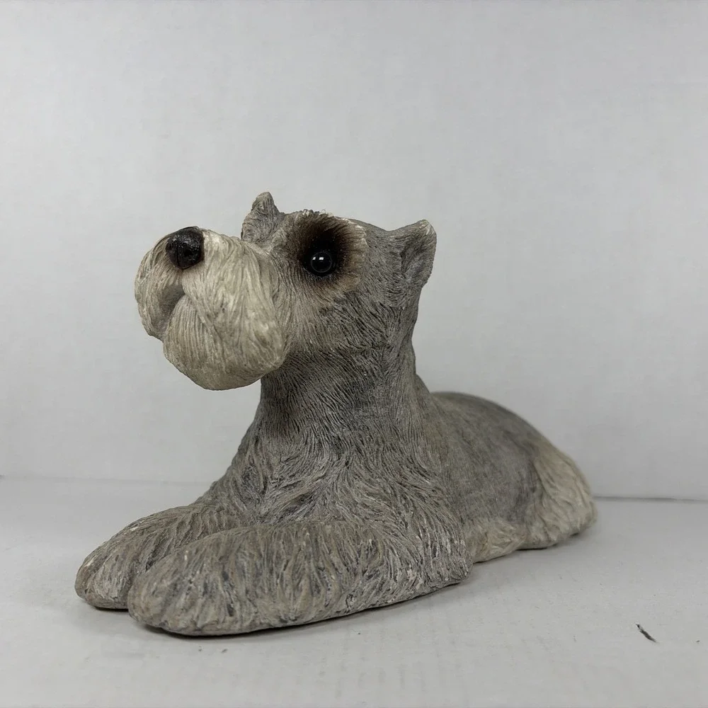 Vintage 1981 Sandicast Schnauzer Dog Figurine Sculpture Signed Sandra Brue